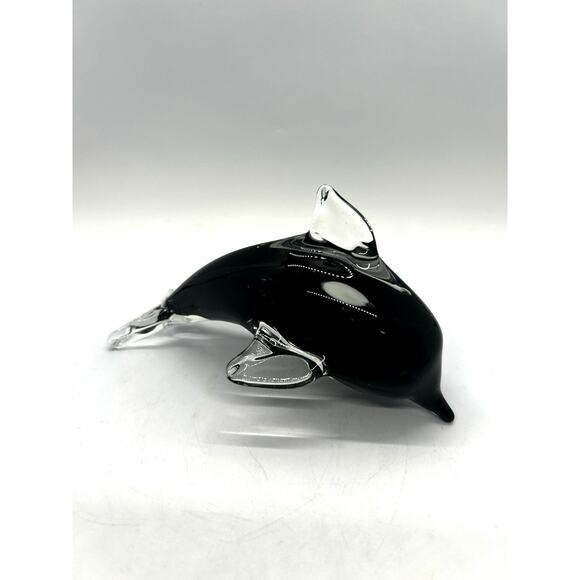 Glass Orca Paperweight Sculpture Art Glass Killer Whale Marine Beach Ocean Art - Picture 2 of 7
